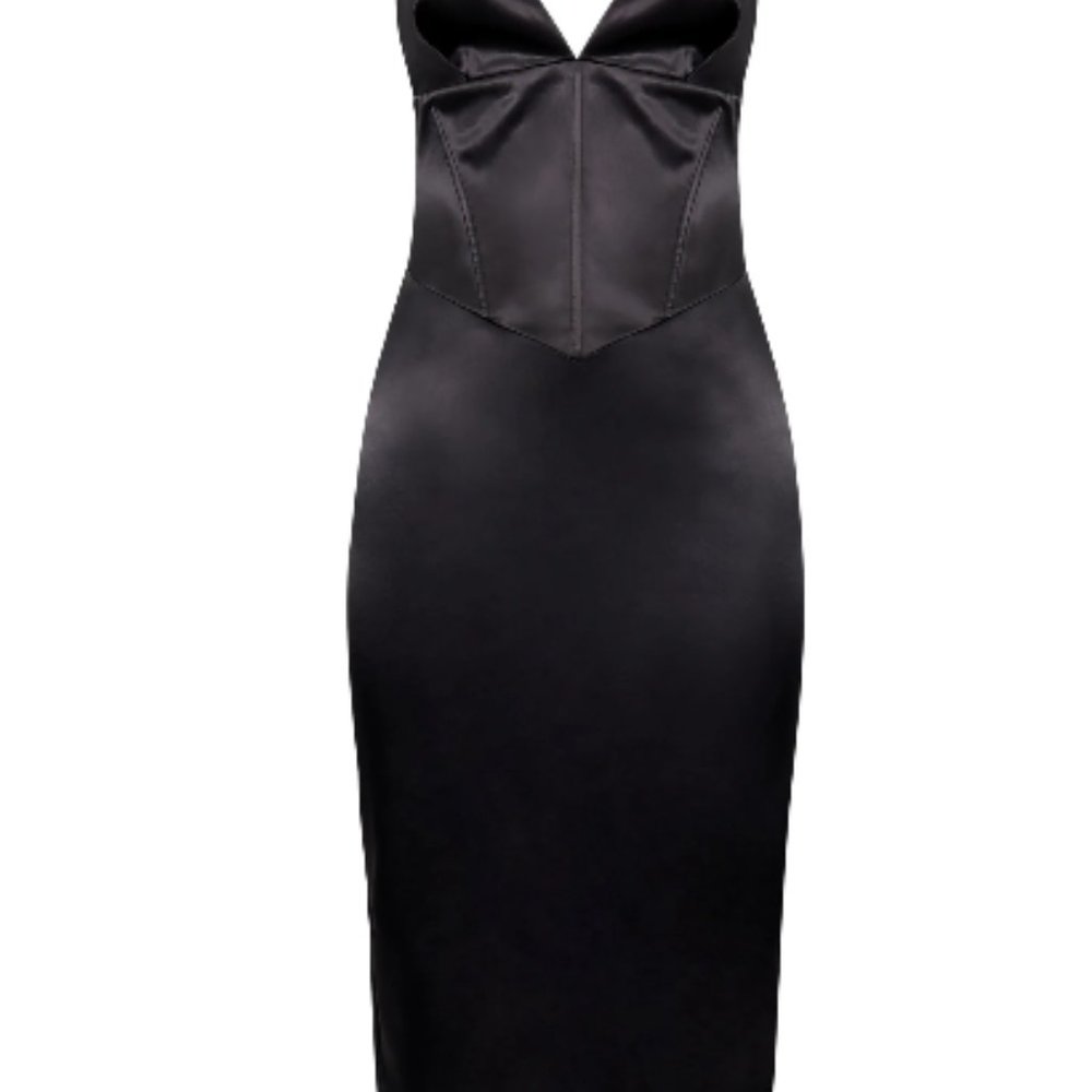 Meshki Black Satin Midi Dress - Picture 13 of 16